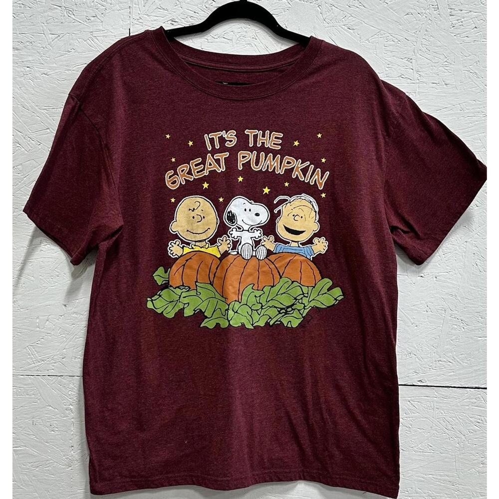 Peanuts “It’s The‎ Great Pumpkin” Size XL Burgundy T Shirt Nostalgic Kidcore Fun